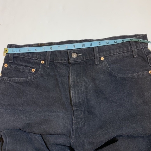 Vintage 90s Levis 505 Regular Straight Leg Grunge Black Denim Jeans Size 37x29.5 - Picture 7 of 10
